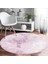 Real Homes Pembe Zeminde Sarmaşık Desenli Dijital Baskılı Modern Yatak Odası Yıkanabilir Kaymaz Tabanlı Yuvarlak Halı 1
