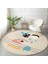 Real Homes Realhomes Onedraw Krem Tasarımlı Renkli Salon ve Oturma Odası Yıkanabilir Kaymaz Tabanlı Yuvarlak Halı 3