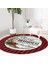 Real Homes Kırmızı Ekose Motifli Mery Christmas Temalı Modern Siyah Banyo Yıkanabilir Kaymaz Tabanlı Yuvarlak Halı 3