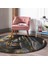 Real Homes Gold Afrika Woman Tasarımlı 3D Modern Siyah Salon ve Oturma Odası Yıkanabilir Kaymaz Tabanlı Yuvarlak Halı 2