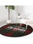 Real Homes Ekose Zeminde Merry Christmas Dijital Baskılı Bordo Salon ve Oturma Odası Yıkanabilir Kaymaz Tabanlı Yuvarlak Halı 3