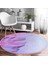 Real Homes Realhomes Neon Zeminli Devetabanı Motifli Pembe Yatak Odası Yıkanabilir Kaymaz Tabanlı Yuvarlak Halı 1