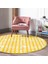 Real Homes Sarı Zeminde Geometrik Kare Motifli Gold Salon ve Oturma Odası Yıkanabilir Kaymaz Tabanlı Yuvarlak Halı 1