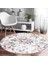 Real Homes Pastel Zeminde Siyah Puantiye Desenli Dijital Baskılı Modern Pembe Salon ve Oturma Odası Yıkanabilir Kaymaz Tabanlı Yuvarlak Halı 3
