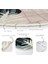 Real Homes Pastel Zeminde Geometrik Çizimli Çiçek Motifli Dijital Baskılı Modern Renkli Salon ve Oturma Odası Kaymaz Tabanlı Yuvarlak Halı 5
