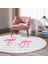 Real Homes Realhomes Gri Zikzak Zeminde Flamingolar Temalı Modern Pembe Banyo Yıkanabilir Kaymaz Tabanlı Yuvarlak Halı 3