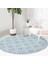 Real Homes Damask Figürlü Dijital Baskılı Lacivert Salon ve Oturma Odası Yıkanabilir Kaymaz Tabanlı Yuvarlak Halı 2