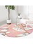 Real Homes Renkli Geometrik Desenli Mermer Motifli Dijital Baskılı Modern Pembe Banyo Yıkanabilir Kaymaz Tabanlı Yuvarlak Halı 3