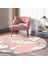 Real Homes Renkli Geometrik Desenli Mermer Motifli Dijital Baskılı Modern Pembe Banyo Yıkanabilir Kaymaz Tabanlı Yuvarlak Halı 4