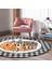 Real Homes Kabak Temalı Siyah Beyaz Ekose Tasarımlı Modern Turuncu Outdoor Yıkanabilir Kaymaz Tabanlı Yuvarlak Halı 4