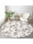 Real Homes Flower ve Çiçek Demetleri Özel Tasarım Dijital Baskılı Modern Pembe Salon Oturma Odası Yıkanabilir Kaymaz Tabanlı Yuvarlak Halı 1