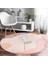 Real Homes Realhomes Gül Motifli Bohemian Modern Pembe Salon ve Oturma Odası Yıkanabilir Kaymaz Tabanlı Yuvarlak Halı 2
