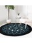 Real Homes Siyah Zeminde Mavi Boncuklu Mandala Salon ve Oturma Odası Yıkanabilir Kaymaz Tabanlı Yuvarlak Halı 3