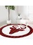 Real Homes Modern Ekose Geyik Desenli Dijital Baskılı Bordo Salon ve Oturma Odası Yıkanabilir Kaymaz Tabanlı Yuvarlak Halı 3
