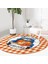 Real Homes Realhomes Turuncu Ekose Wolcome Temalı Outdoor Yıkanabilir Kaymaz Tabanlı Yuvarlak Kadife Halı 3