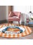Real Homes Realhomes Turuncu Ekose Wolcome Temalı Outdoor Yıkanabilir Kaymaz Tabanlı Yuvarlak Kadife Halı 4