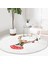 Real Homes Modern Geyik Desen Dijital Baskılı Bordo Salon ve Oturma Odası Yıkanabilir Kaymaz Tabanlı Yuvarlak Halı 3