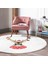 Real Homes Modern Geyik Desen Dijital Baskılı Bordo Salon ve Oturma Odası Yıkanabilir Kaymaz Tabanlı Yuvarlak Halı 4