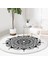 Real Homes Beyaz Zeminde Çiçek Mandala Desenli Siyah Salon ve Oturma Odası Yıkanabilir Kaymaz Tabanlı Yuvarlak Halı 3