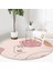 Real Homes Realhomes Bohemian Özel Tasarım Pembe Salon ve Oturma Odası Yıkanabilir Kaymaz Tabanlı Yuvarlak Halı 3