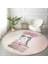 Real Homes Realhomes Fashion Girl Dijital Baskılı Modern Pembe Ofis Yıkanabilir Kaymaz Tabanlı Yuvarlak Kadife Halı 4