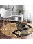 Real Homes Etnik Desen Zeminli Afrika Kadın Motifli Kahverengi Outdoor Yıkanabilir Kaymaz Tabanlı Yuvarlak Halı 3