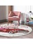 Real Homes Realhomes Aşk Temalı Ekose Motifli Araba Bordo Outdoor Yıkanabilir Kaymaz Tabanlı Yuvarlak Kadife Halı 1