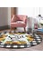 Real Homes Siyah Beyaz Ekose Home Sweet Temalı Modern Gold Outdoor Yıkanabilir Kaymaz Tabanlı Yuvarlak Halı 1