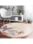 Real Homes Realhomes Modern Kelebek Dijital Baskılı Krem Salon ve Oturma Odası Yıkanabilir Kaymaz Tabanlı Yuvarlak Halı 4