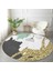Real Homes Kafes ve Kuş Motifli Gold Modern Motifler Dijital Baskılı Salon ve Oturma Odası Yıkanabilir Kaymaz Tabanlı Yuvarlak Halı 4
