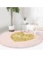 Real Homes Beyaz Zeminde Gold Renkli Love Yazılı Dijital Baskılı Modern Pembe Mutfak Yıkanabilir Kaymaz Tabanlı Yuvarlak Halı 1