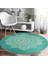Real Homes Turkuaz Zeminde Mandala Dijital Baskılı Modern Yeşil Salon ve Oturma Odası Yıkanabilir Kaymaz Tabanlı Yuvarlak Halı 4