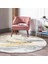 Real Homes Gri Zeminde Gold Detaylı Soft Çizim Desenli Dijital Baskılı Modern Mutfak Yıkanabilir Kaymaz Tabanlı Yuvarlak Halı 2