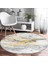 Real Homes Gri Zeminde Gold Detaylı Soft Çizim Desenli Dijital Baskılı Modern Mutfak Yıkanabilir Kaymaz Tabanlı Yuvarlak Halı 3