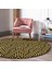 Real Homes Gold Zeminde Siyah Geometrik Desenli Dijital Baskılı Modern Ofis Yıkanabilir Kaymaz Tabanlı Yuvarlak Halı 2