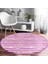 Real Homes Realhomes Mor Çizgili Motifli Modern Pembe Salon ve Oturma Odası Yıkanabilir Kaymaz Tabanlı Yuvarlak Halı 3