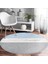 Real Homes Hello Beautiful Mavi ve Gri Dijital Baskılı Lacivert Koridor Antre Yıkanabilir Kaymaz Tabanlı Yuvarlak Halı 1