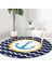 Real Homes Lacivert Zeminde Çapa Çizimli Dijital Baskılı Modern Outdoor Yıkanabilir Kaymaz Tabanlı Yuvarlak Halı 2