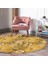 Real Homes Sarı Zeminli Otantik Motifli Yaprak Gold Koridor ve Antre Yıkanabilir Kaymaz Tabanlı Yuvarlak Halı 2