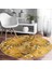 Real Homes Sarı Zeminli Otantik Motifli Yaprak Gold Koridor ve Antre Yıkanabilir Kaymaz Tabanlı Yuvarlak Halı 3