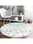Real Homes Hello Beautiful Mint Yeşili ve Mermer Dijital Baskılı Modern Turkuaz Koridor Antre Yıkanabilir Kaymaz Tabanlı Yuvarlak Halı 1