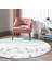 Real Homes Hello Beautiful Mint Yeşili ve Mermer Dijital Baskılı Modern Turkuaz Koridor Antre Yıkanabilir Kaymaz Tabanlı Yuvarlak Halı 3