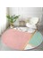 Real Homes Renkli Geometrik Desenli Mermer Motifli Dijital Baskılı Modern Pembe Banyo Yıkanabilir Kaymaz Tabanlı Yuvarlak Halı 3