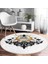 Real Homes Siyah Beyaz Geyikli Merry Christmas Motifli Dijital Baskılı Modern Salon ve Oturma Odası Kaymaz Tabanlı Yuvarlak Halı 4