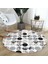 Real Homes Yuvarlak Desenli Modern Dijital Baskılı Gri Salon ve Oturma Odası Yıkanabilir Kaymaz Tabanlı Halı 3