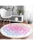 Real Homes Beyaz Zeminde Pembe Mavi Mandala Desenli Özel Tasarım Salon ve Oturma Odası Yıkanabilir Kaymaz Tabanlı Yuvarlak Halı 3