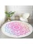 Real Homes Beyaz Zeminde Pembe Mavi Mandala Desenli Özel Tasarım Salon ve Oturma Odası Yıkanabilir Kaymaz Tabanlı Yuvarlak Halı 4