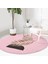 Real Homes Pembe Zeminde Soyut Çizim Ay ve Yaprak Motifli Salon ve Oturma Odası Yıkanabilir Kaymaz Tabanlı Yuvarlak Halı 4
