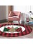 Real Homes Kırmızı Ekose Mery Christmas Özel Tasarım Modern Bordo Outdoor Yıkanabilir Kaymaz Tabanlı Yuvarlak Halı 3