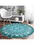 Real Homes Realhomes Weave Mandala Desenli Lacivert Salon ve Oturma Odası Yıkanabilir Kaymaz Tabanlı Yuvarlak Halı 1